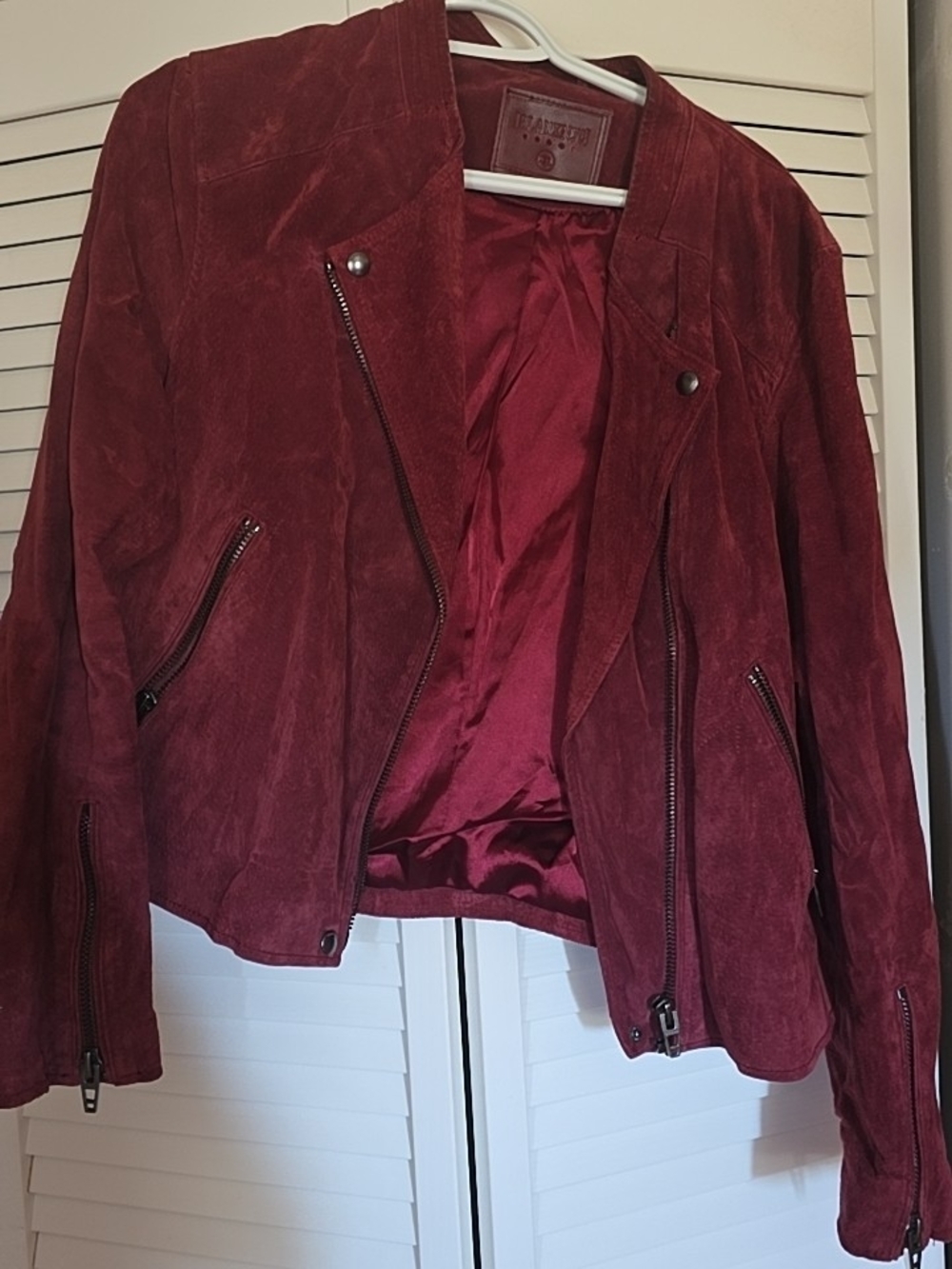 Blank NYC No Limit Burgundy Suede Moto Jacket